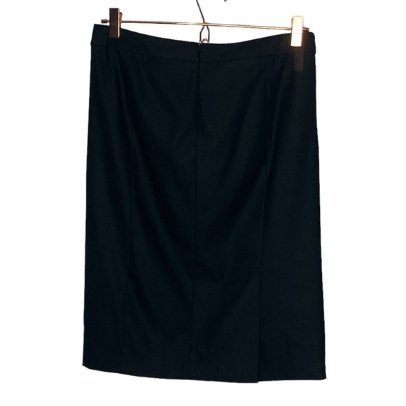 Vince 4 Black Virgin Wool Blend Stretch Classic Pencil Straight Skirt Designer - Picture 2 of 4